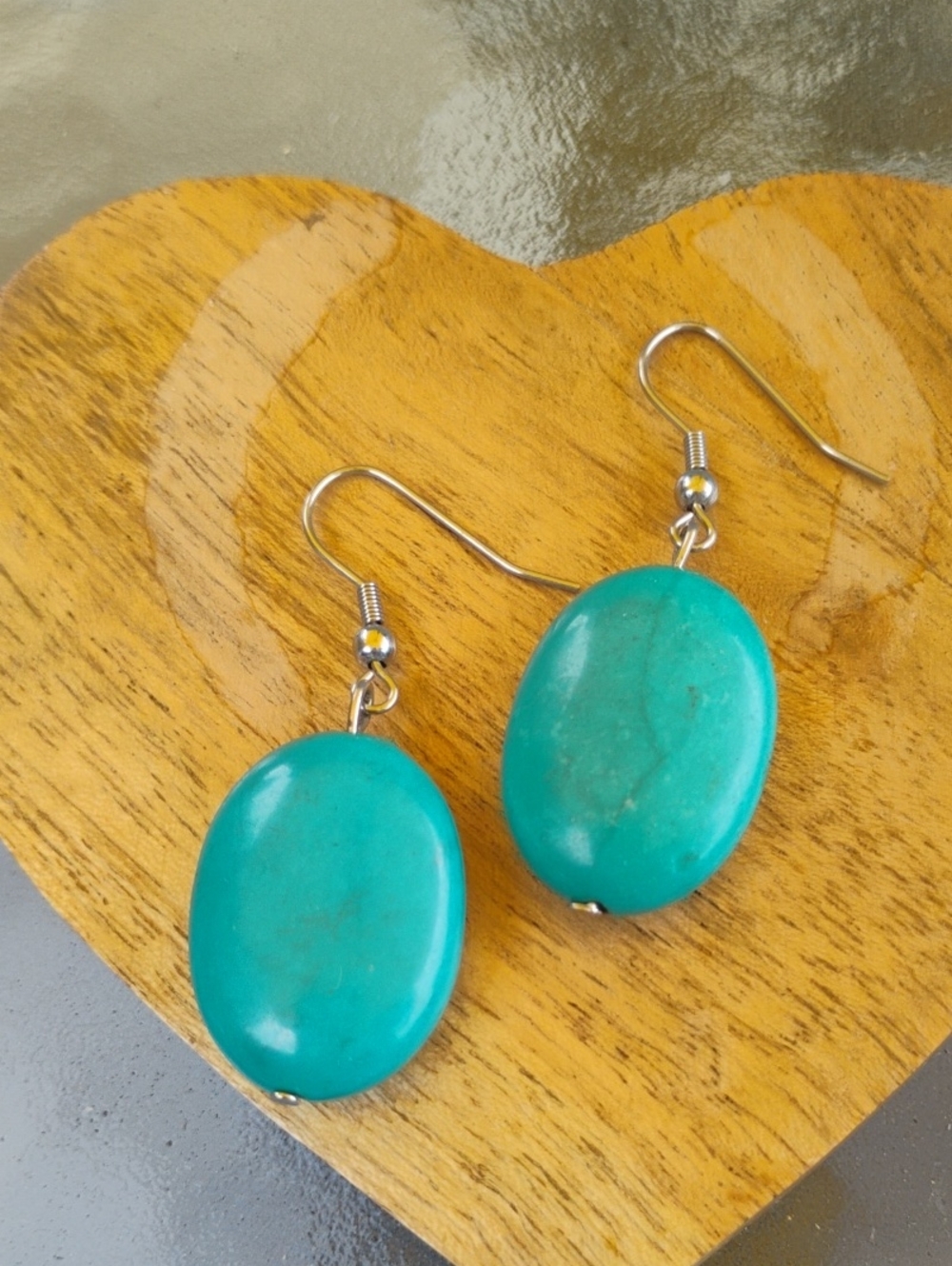 Turquoise Oval Drop Earrings